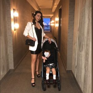 Black leather mini dress